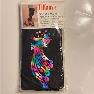 Tiffany’s vintage footless tights rainbow print os